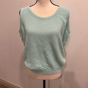 Vintage knit sweater vest, homemade  chunky knit SZ L EUC mint green